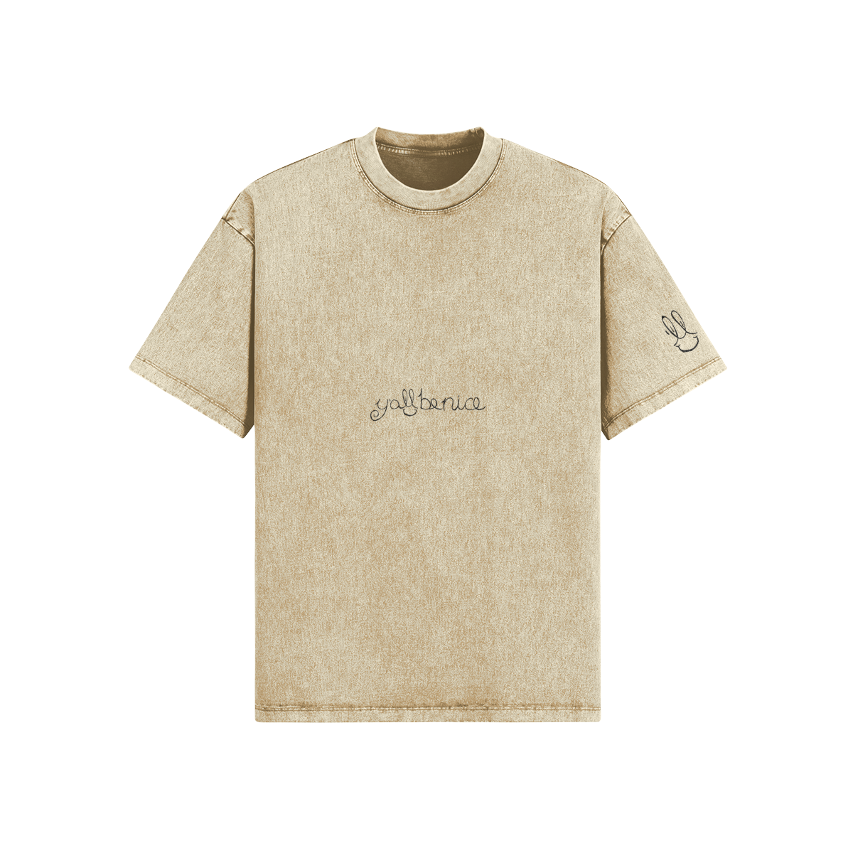 .Y'all Be Nice "Signature" 285GSM Unisex Oversized Snow Wash T-shirt