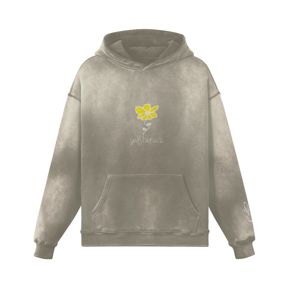 .Y'all Be Nice "Flower Super Heavyweight Sun Faded Hoodie" . 400GSM